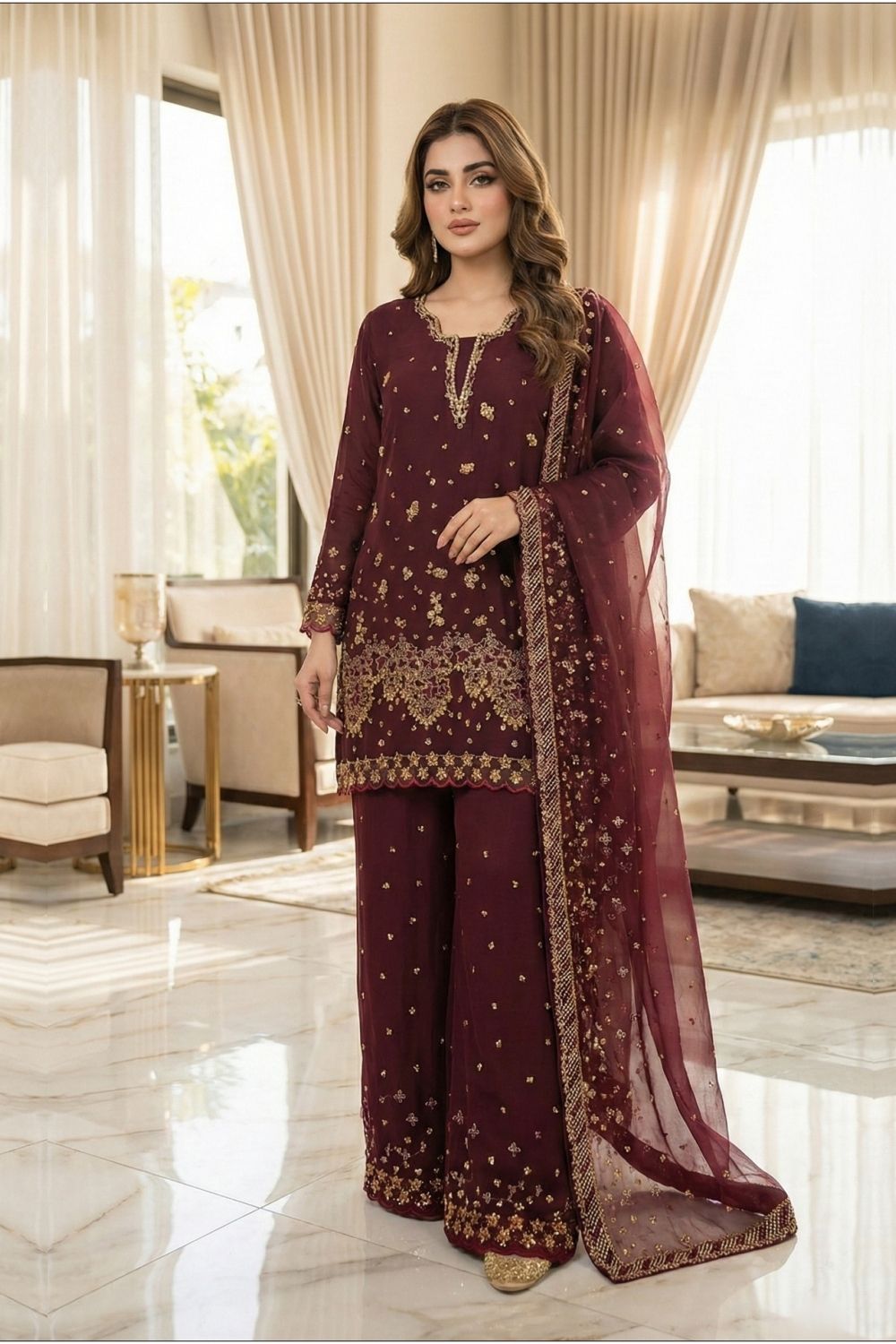 AROOJ - DF-62 - MAROON